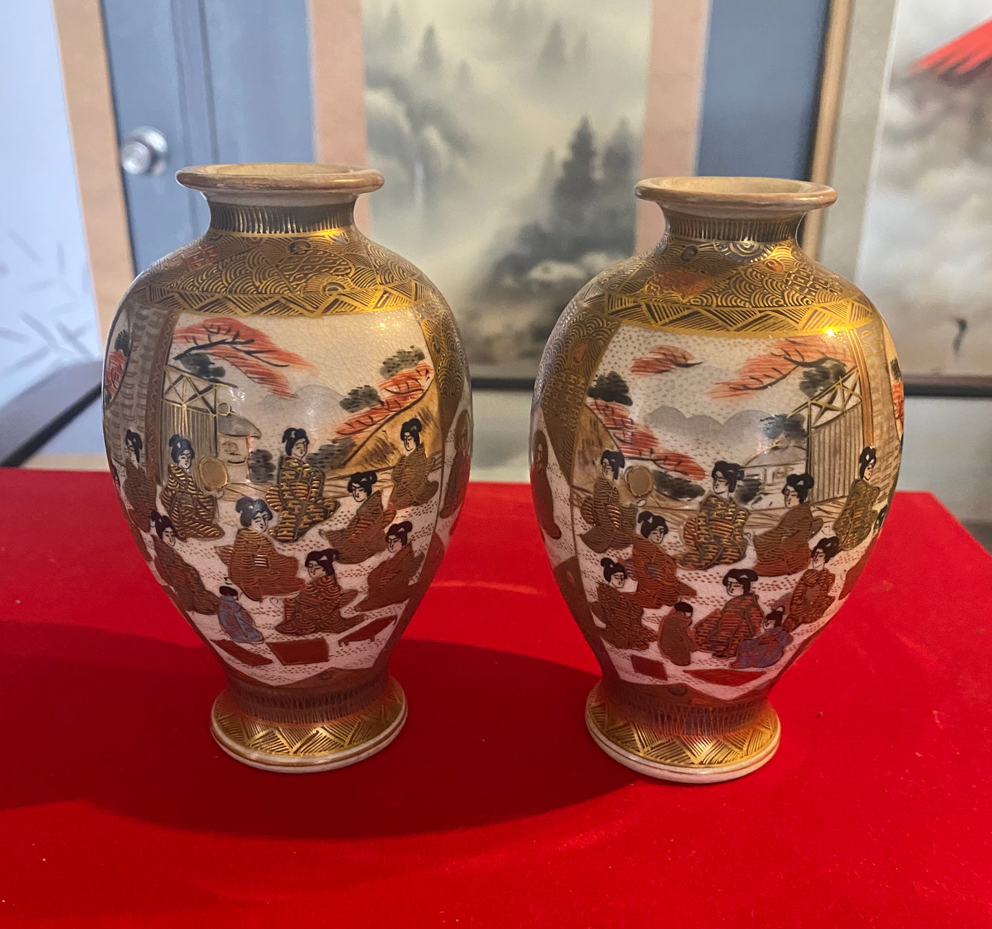 Japanese Satsuma Pair of Vases