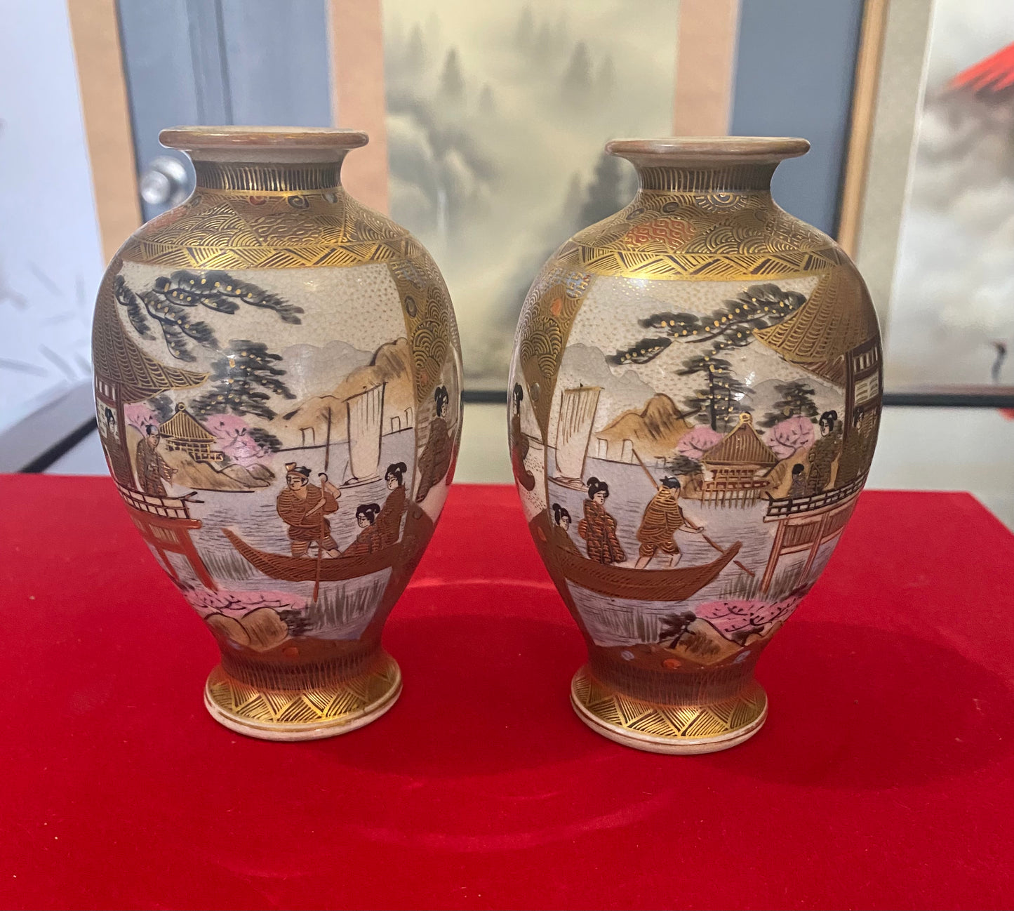 Japanese Satsuma Pair of Vases