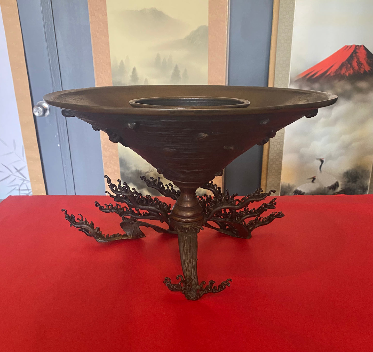 Japanese Bronze Ikebana Vase