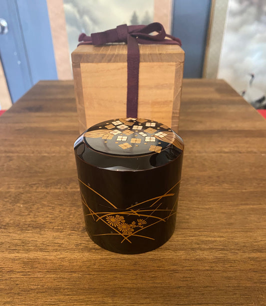 Japanese Traditional Wooden Lacquer Tea Caddy