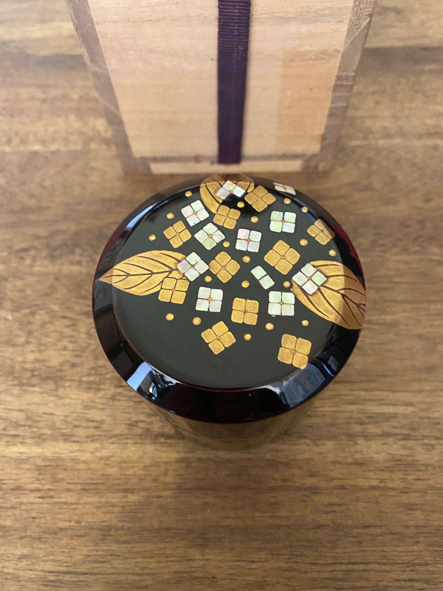 Japanese Traditional Wooden Lacquer Tea Caddy