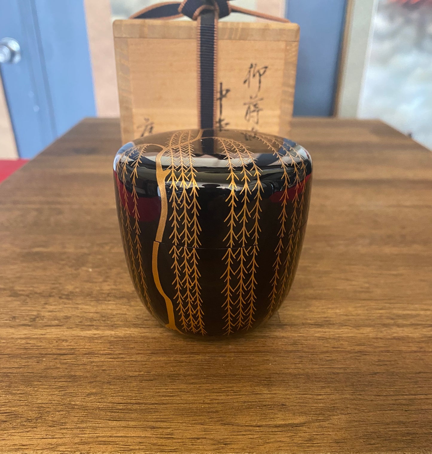 Japanese Traditional Lacquer Wooden Tea Caddy