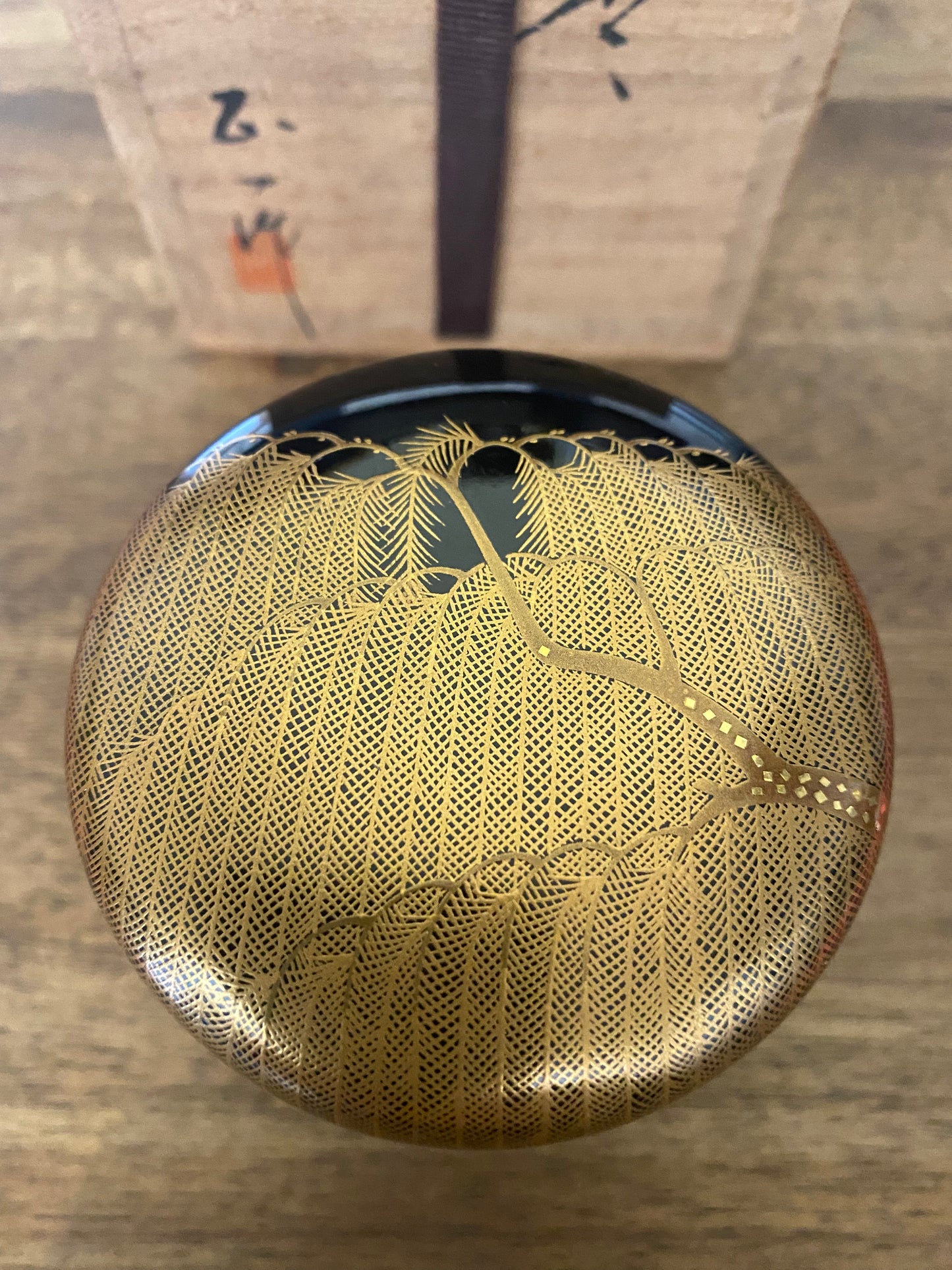 Japanese Traditional Wooden Lacquer Tea Caddy