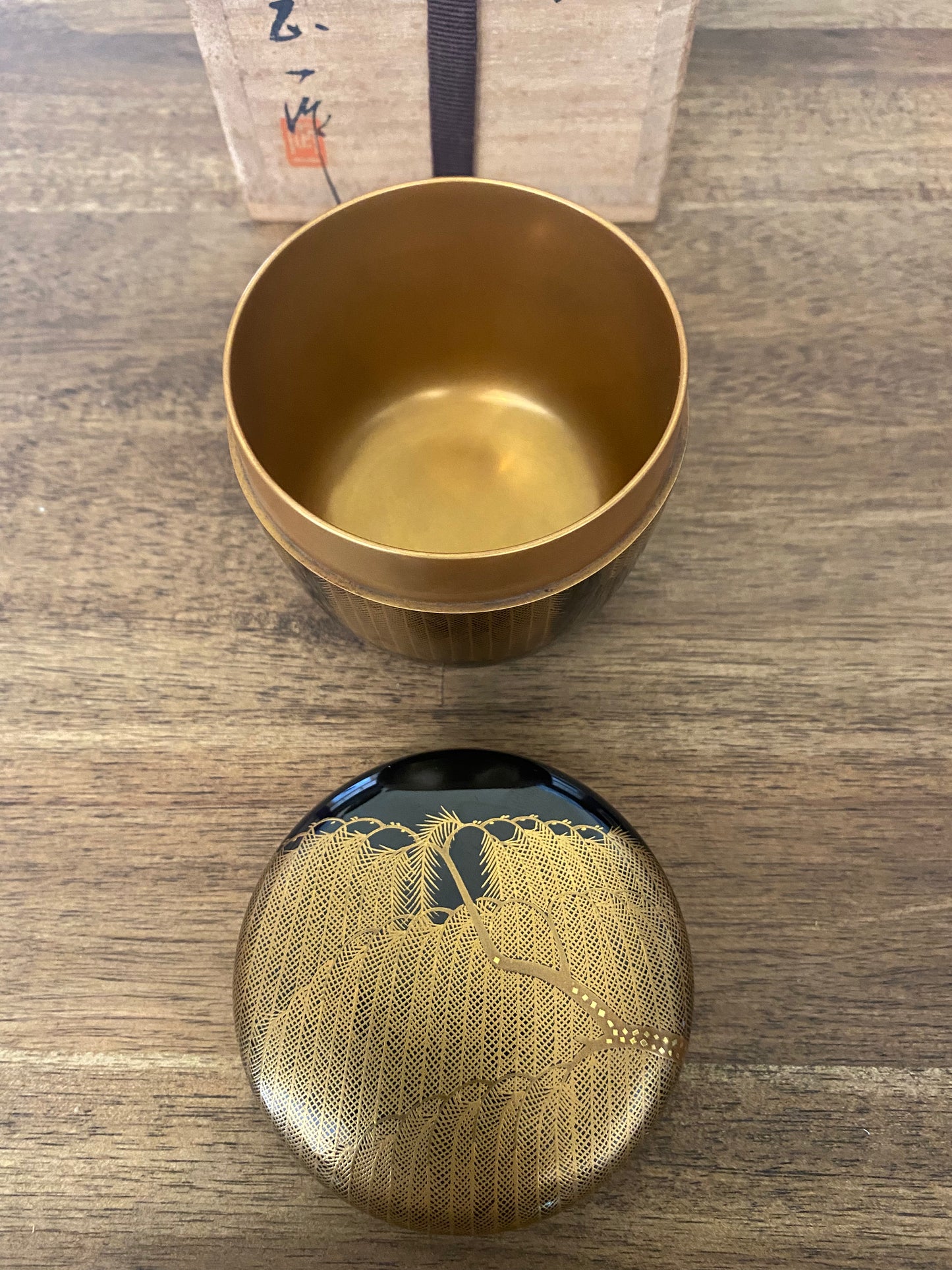Japanese Traditional Wooden Lacquer Tea Caddy