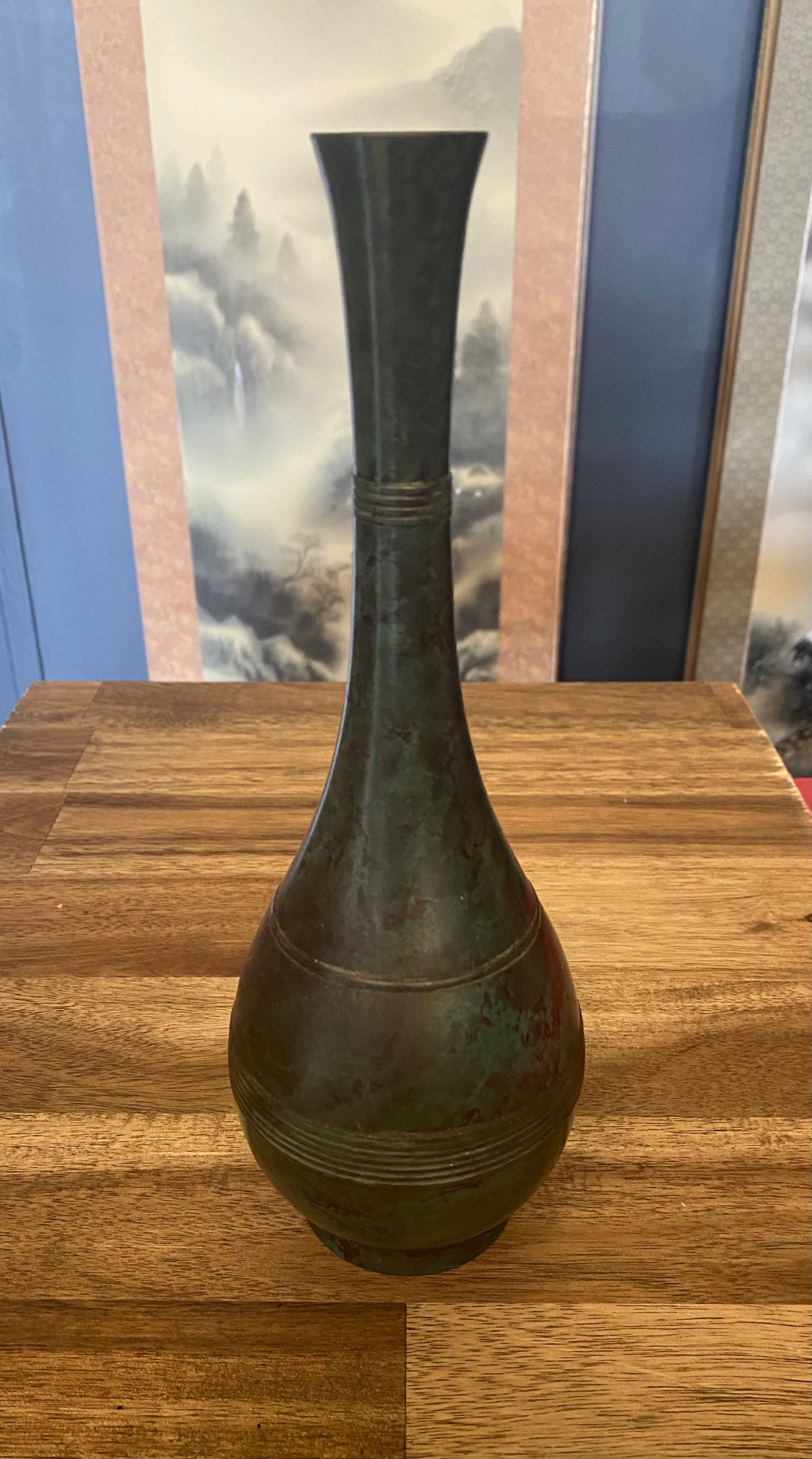 Japanese Bronze Long Stem Ikebana Vase