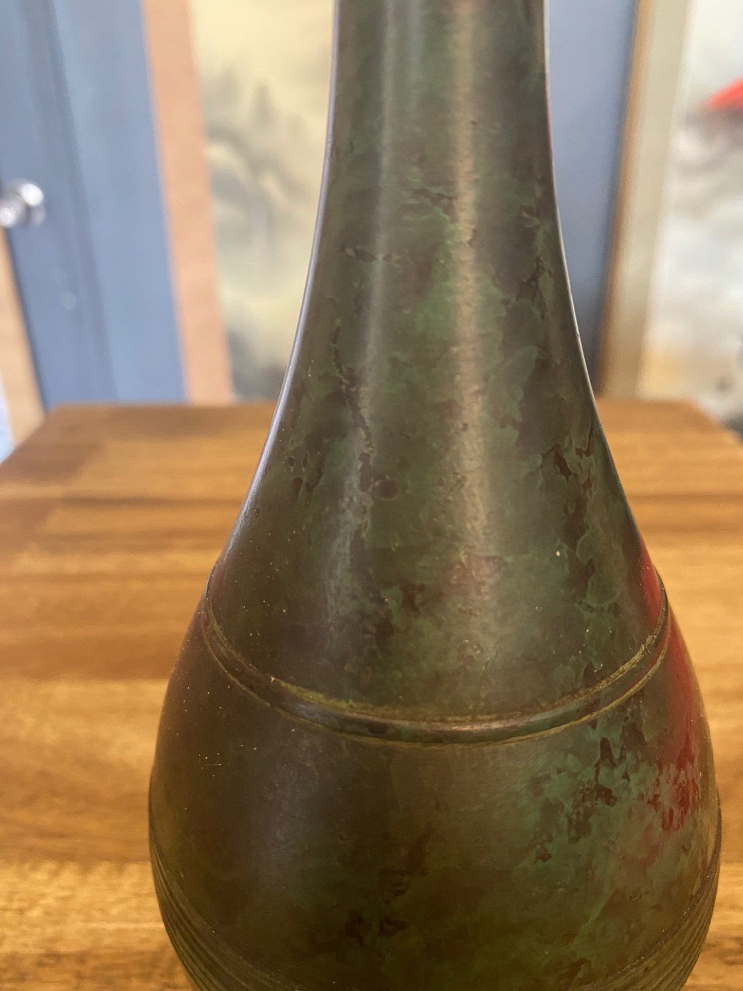 Japanese Bronze Long Stem Ikebana Vase