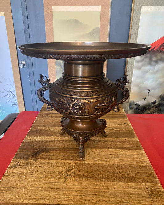 Japanese Bronze Ikebana Vase