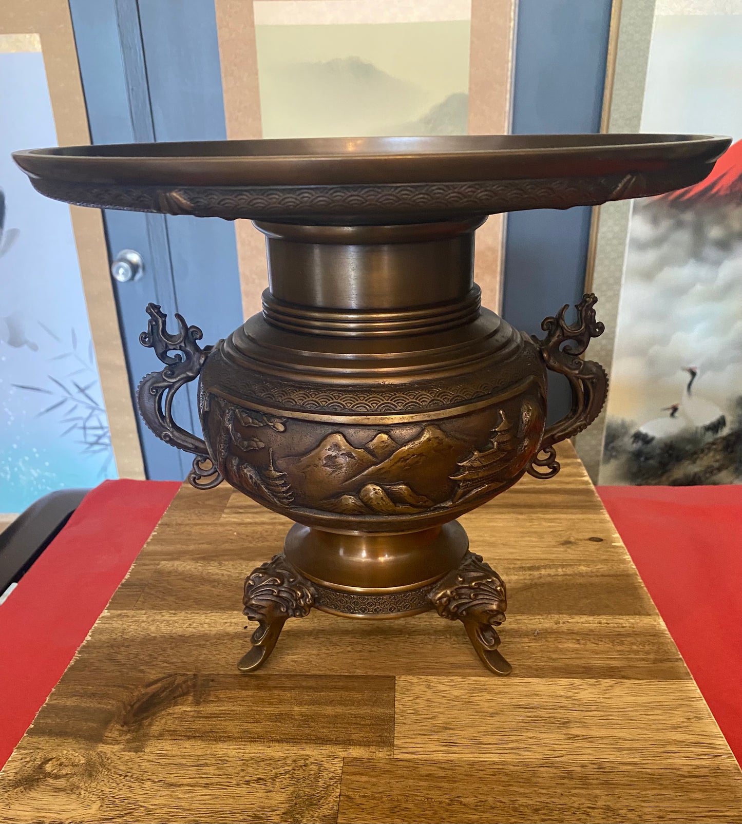 Japanese Bronze Ikebana Vase