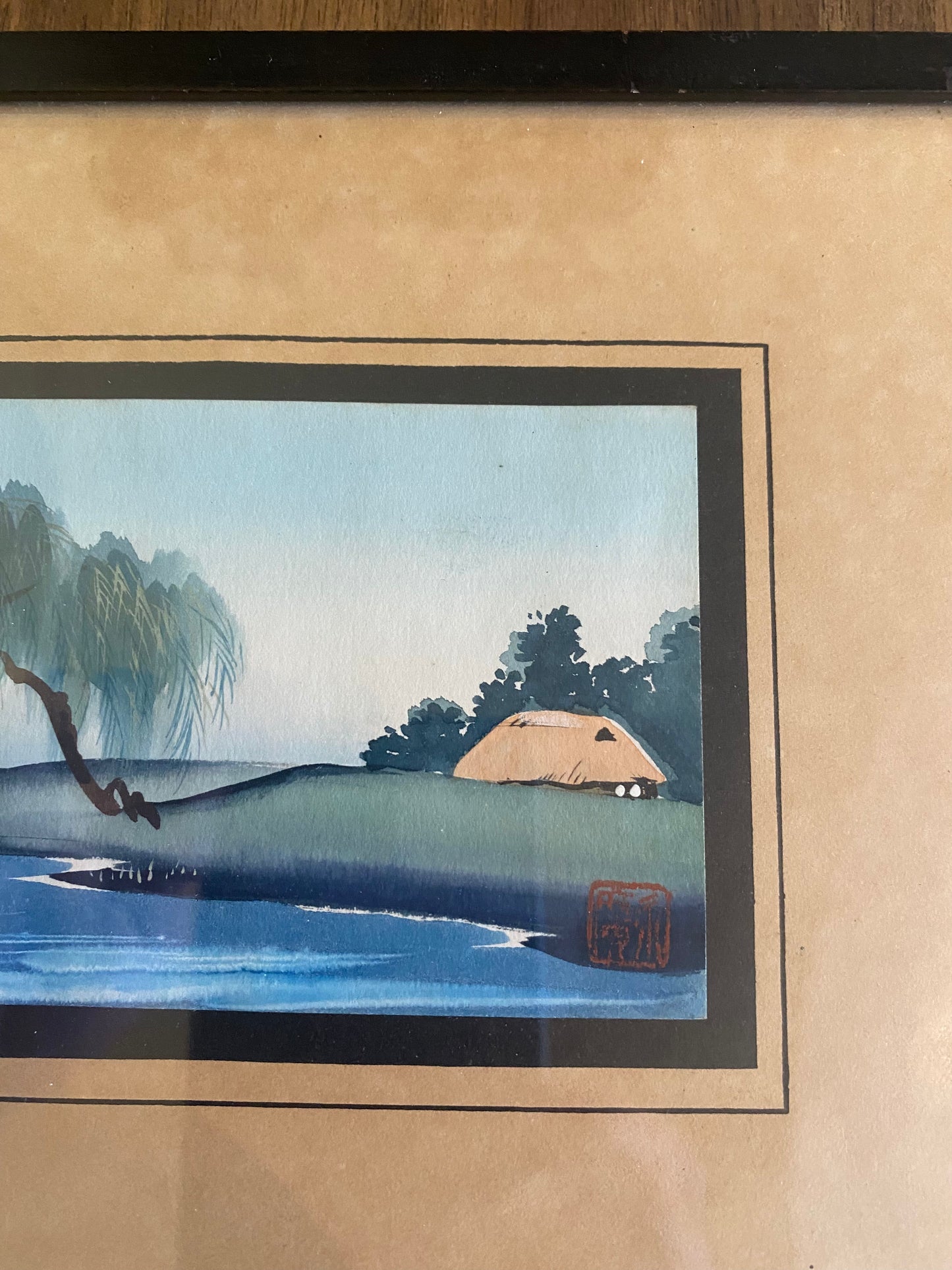 Japanese Framed Watercolour Art