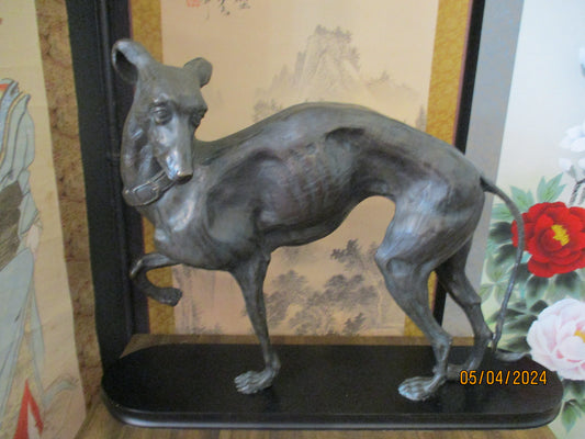 Japanese Bronze Okimono Greyhound.