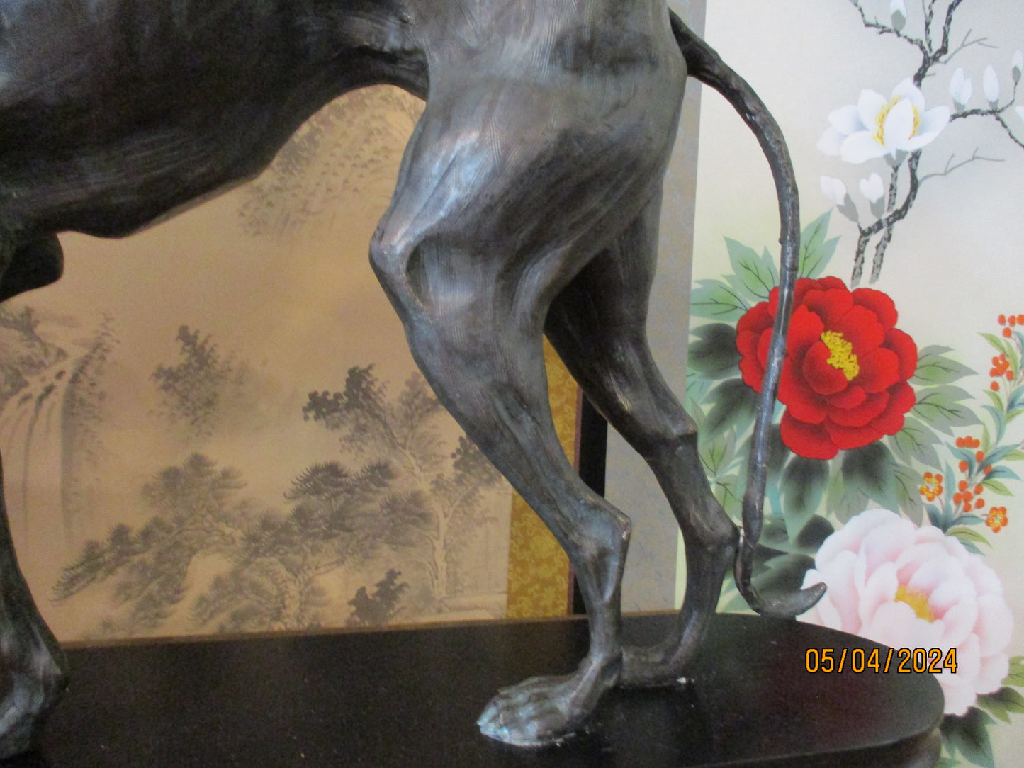 Japanese Bronze Okimono Greyhound.