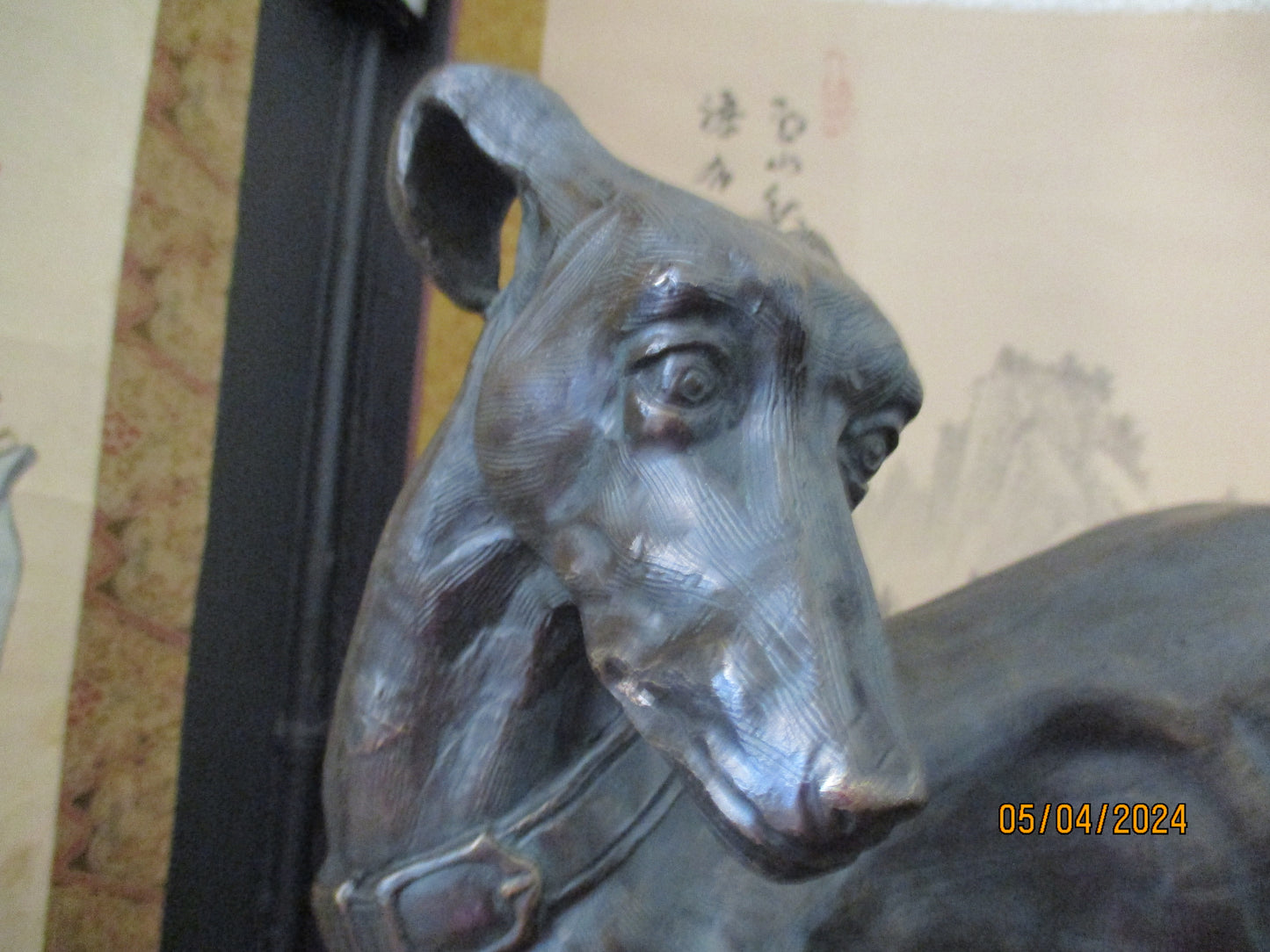 Japanese Bronze Okimono Greyhound.