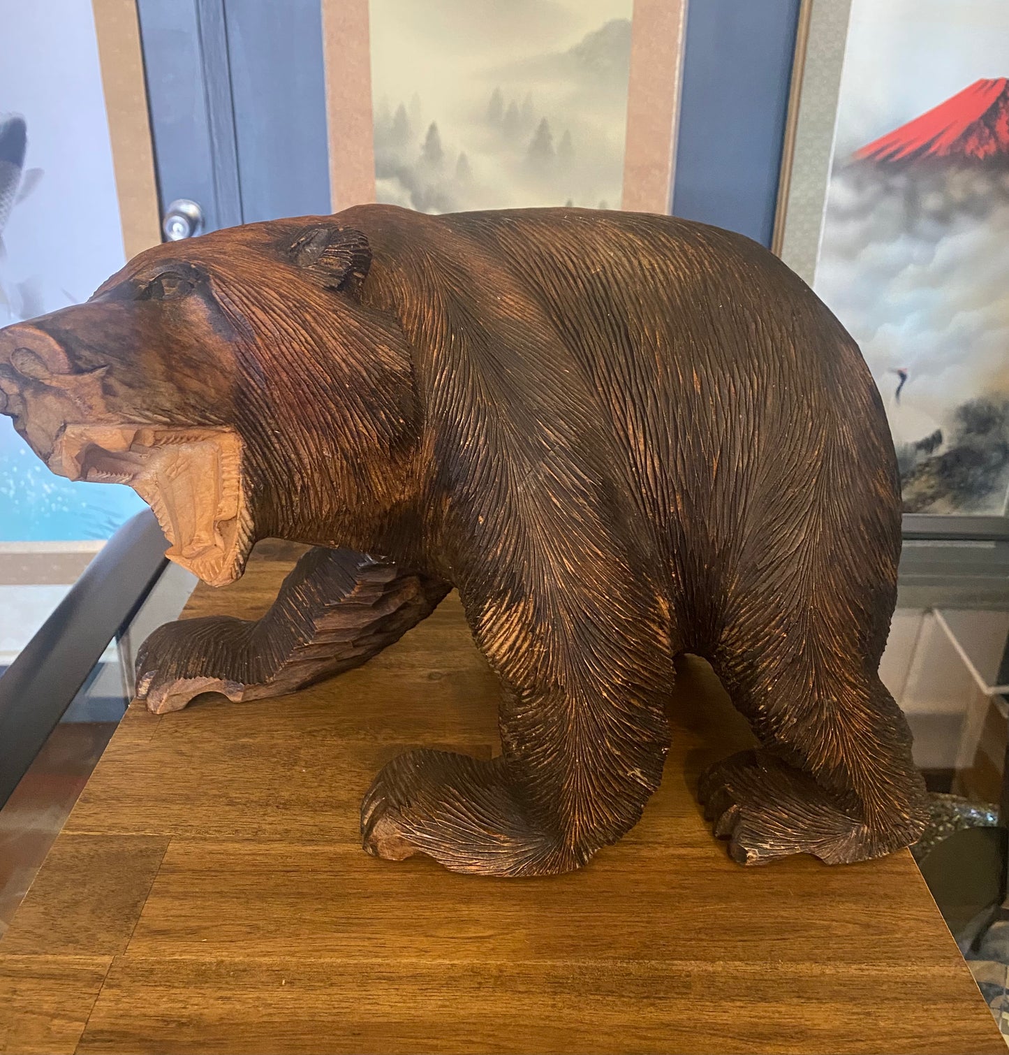 Japanese Carved Wooden Bear