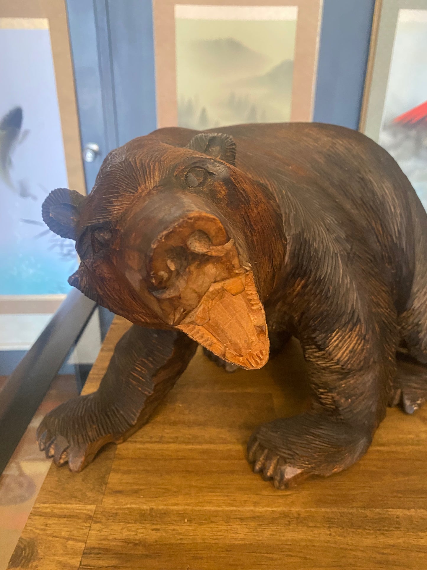 Japanese Carved Wooden Bear