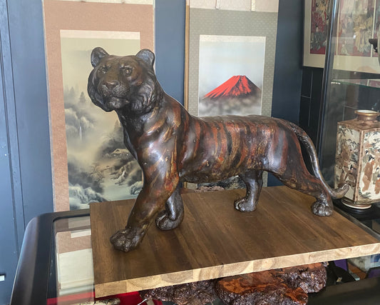Japanese Bronze Tiger Okimono