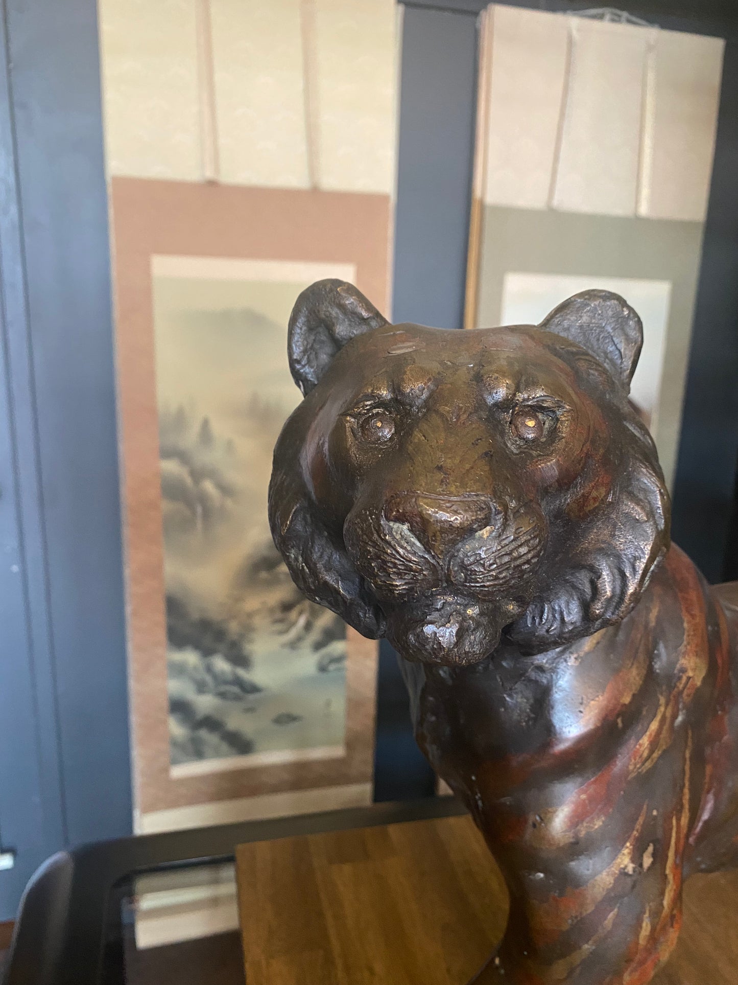 Japanese Bronze Tiger Okimono