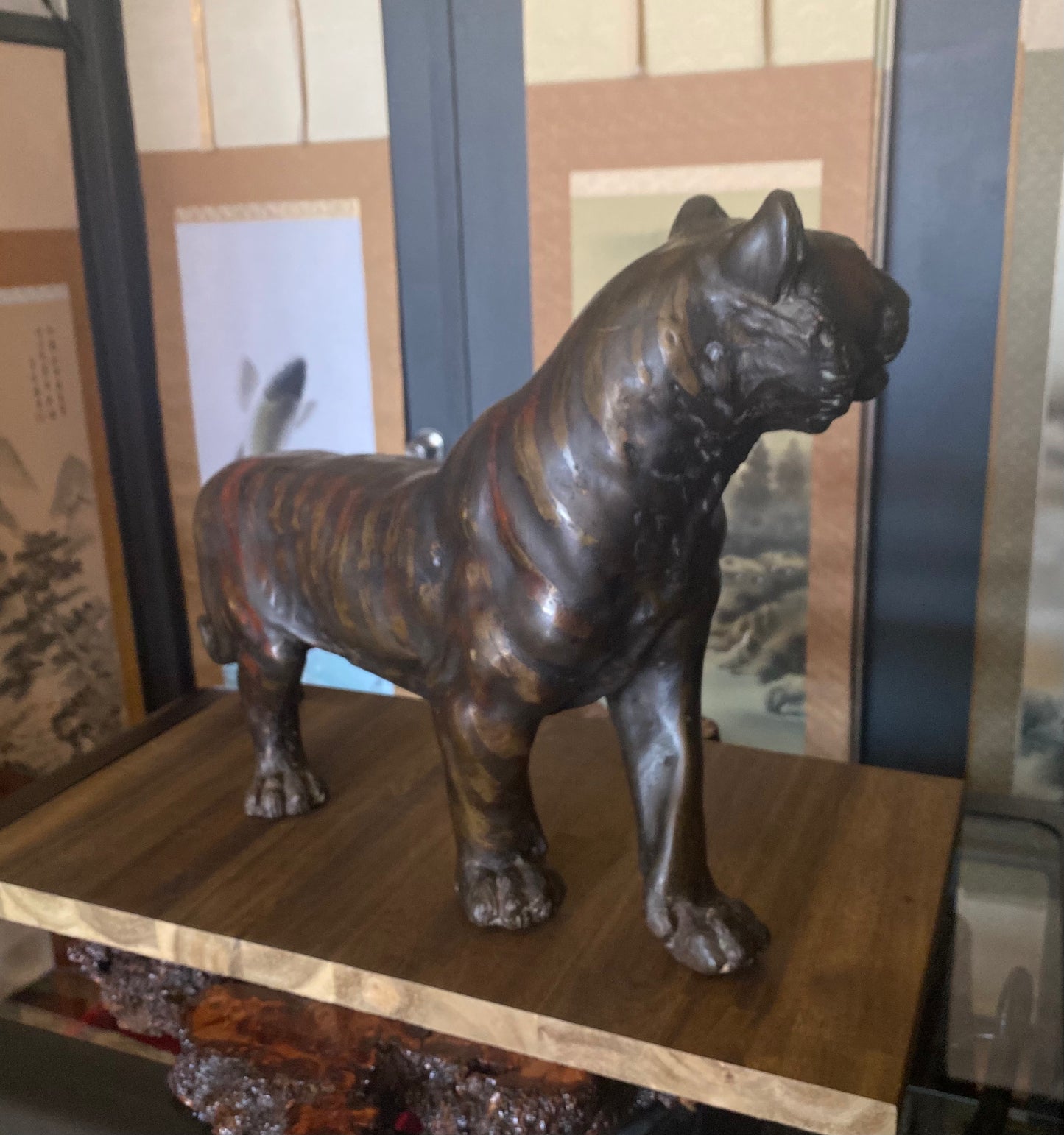 Japanese Bronze Tiger Okimono