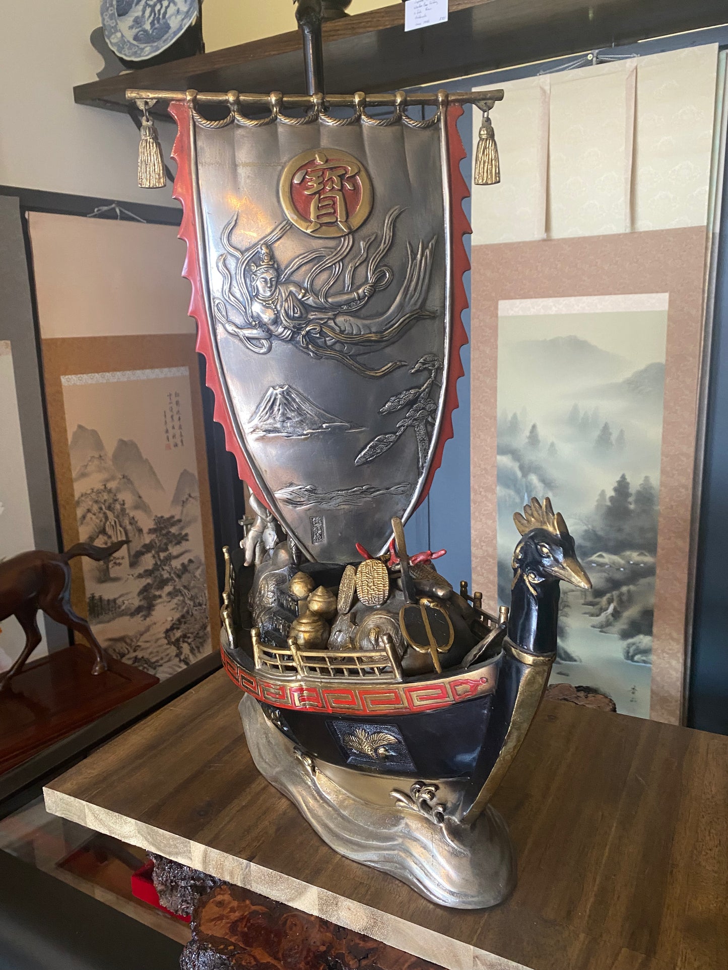 Japanese Bronze Okimono Treasure Ship