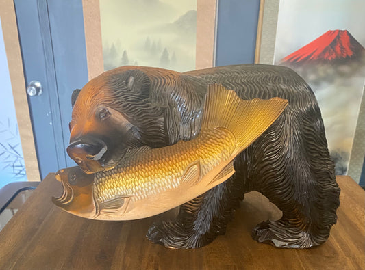 Japanese Carved Wooden Bear
