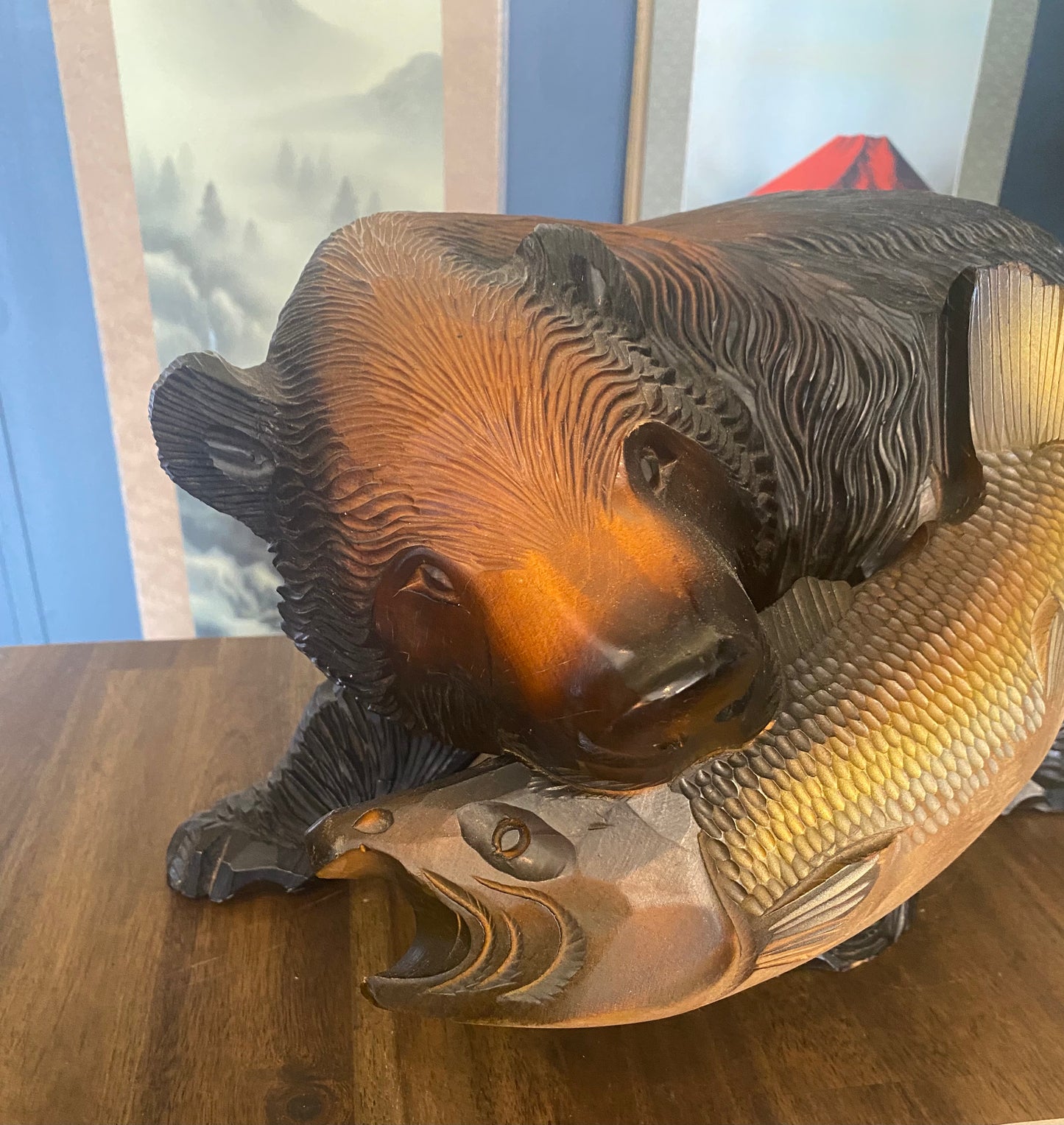 Japanese Carved Wooden Bear