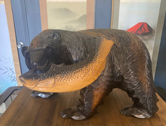 Japanese Carved Wooden Bear