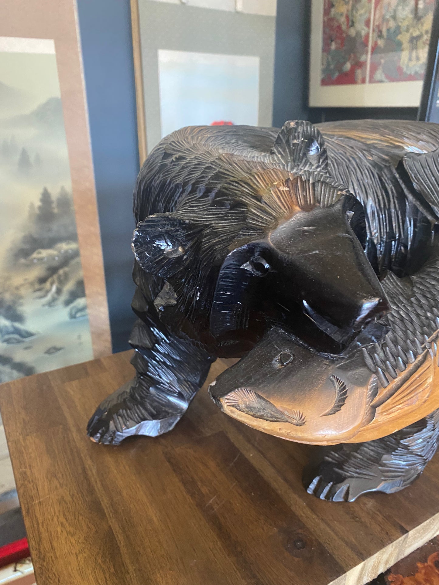 Japanese Carved Wooden Bear