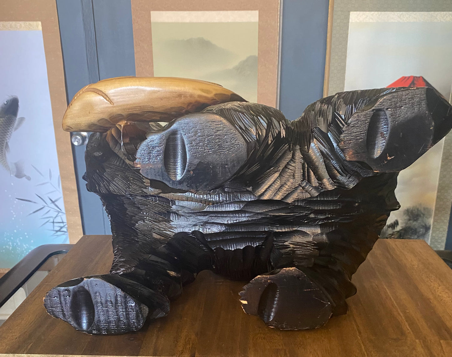 Japanese Carved Wooden Bear