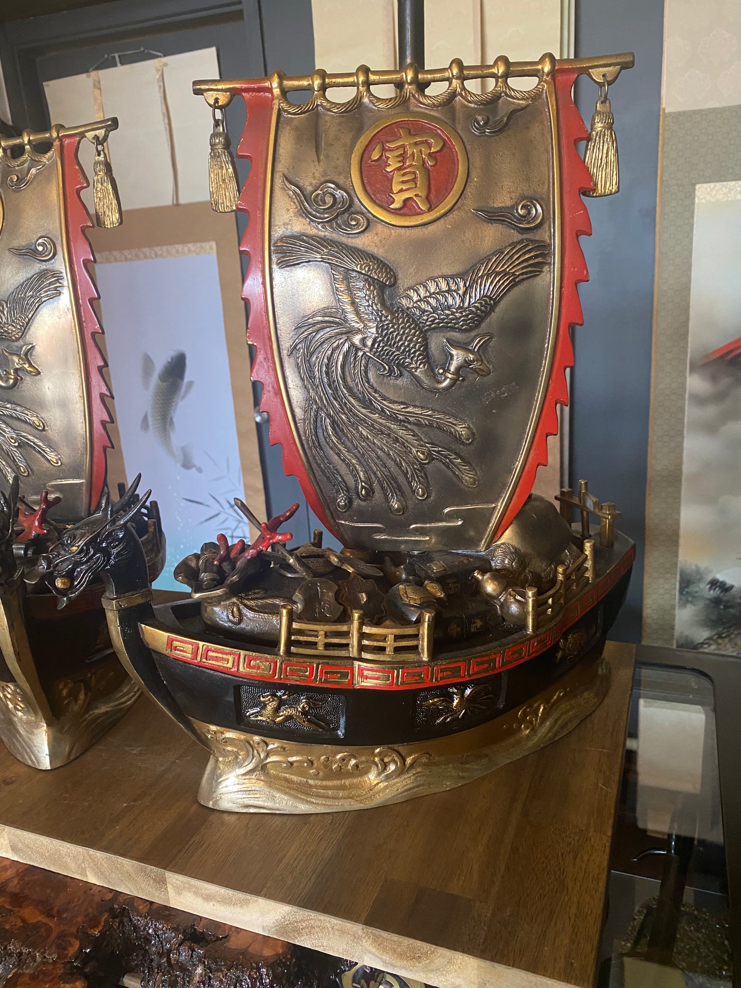Japanese Bronze Okimono Treasure Ships