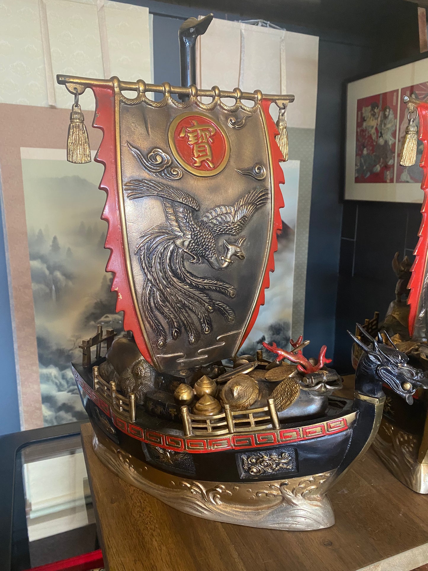 Japanese Bronze Okimono Treasure Ships