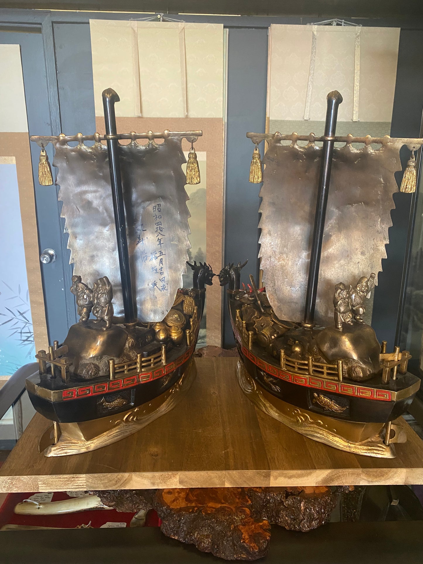Japanese Bronze Okimono Treasure Ships