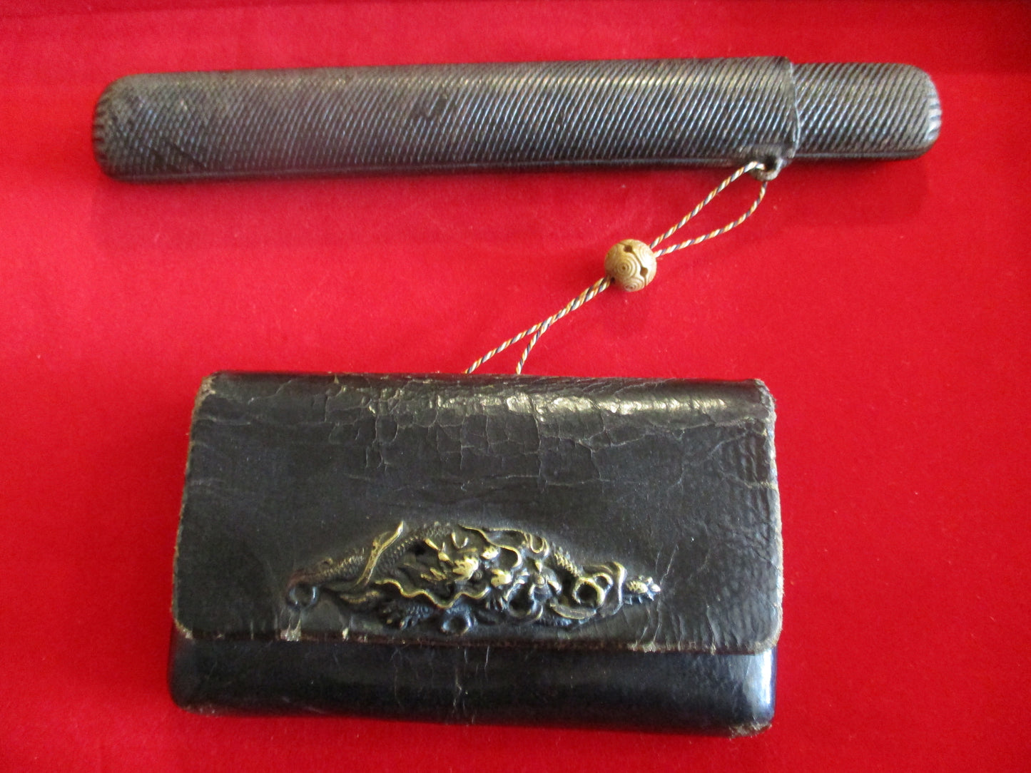 Japanese Pipe Case and Leather Tobacco Pouch