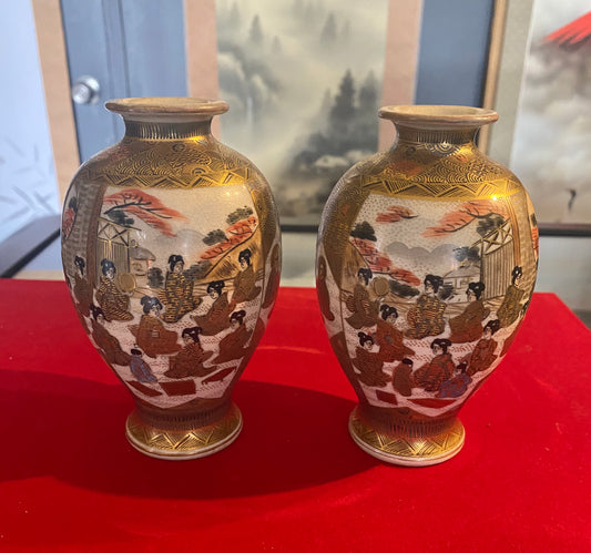 Japanese Satsuma Pair of Vases