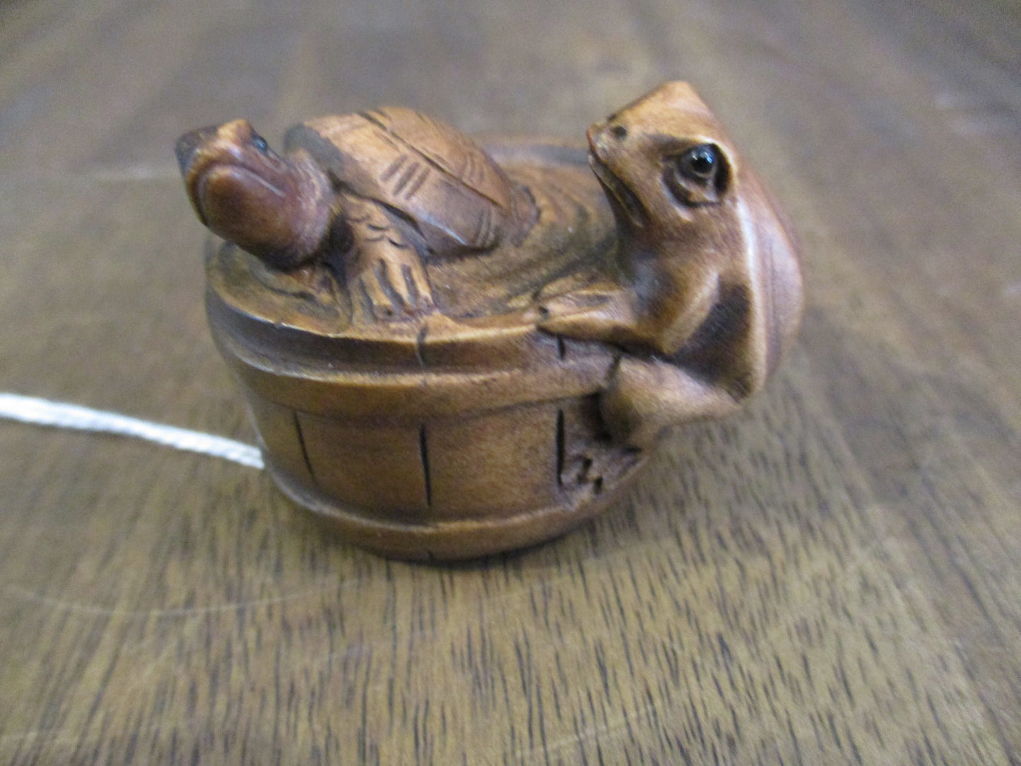 Boxwood Netsuke Frog and Turtle