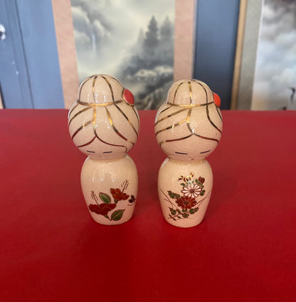 Japanese Satsuma Kokeshi Doll Set of 2