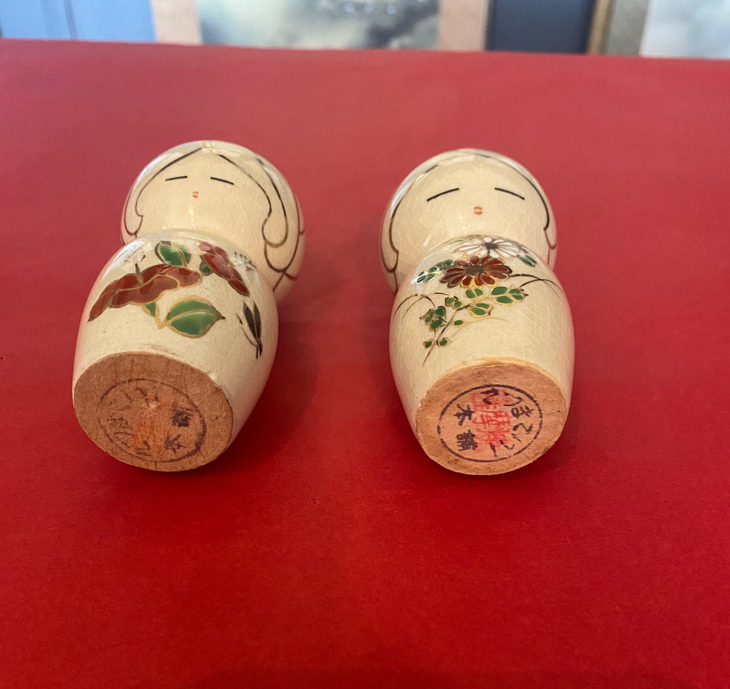 Japanese Satsuma Kokeshi Doll Set of 2