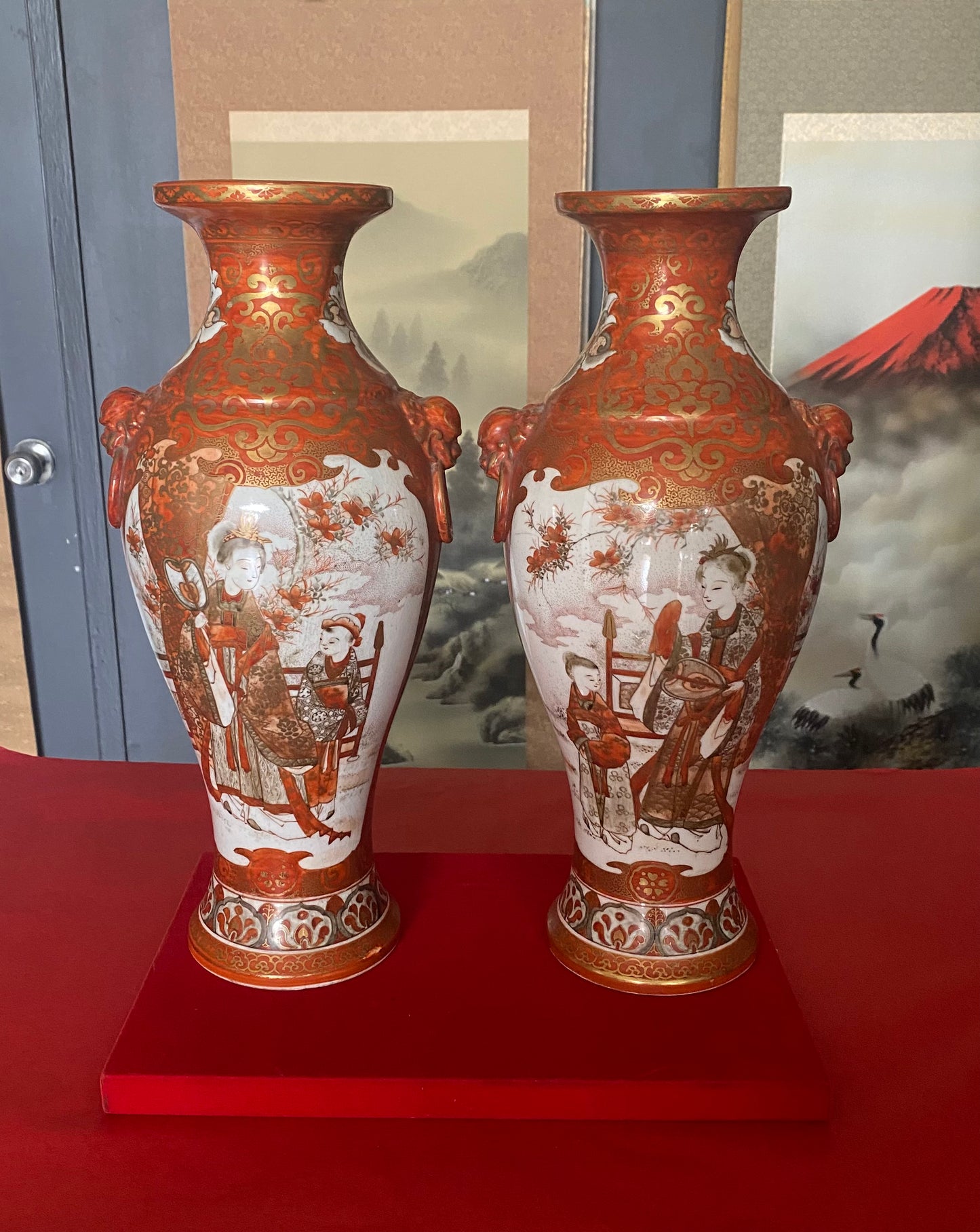 Japanese Pair of Kutani Vases