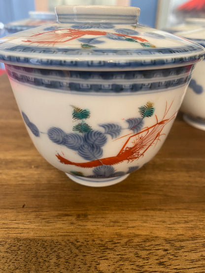 Japanese Kakiemon Lidded Bowl Set of 5