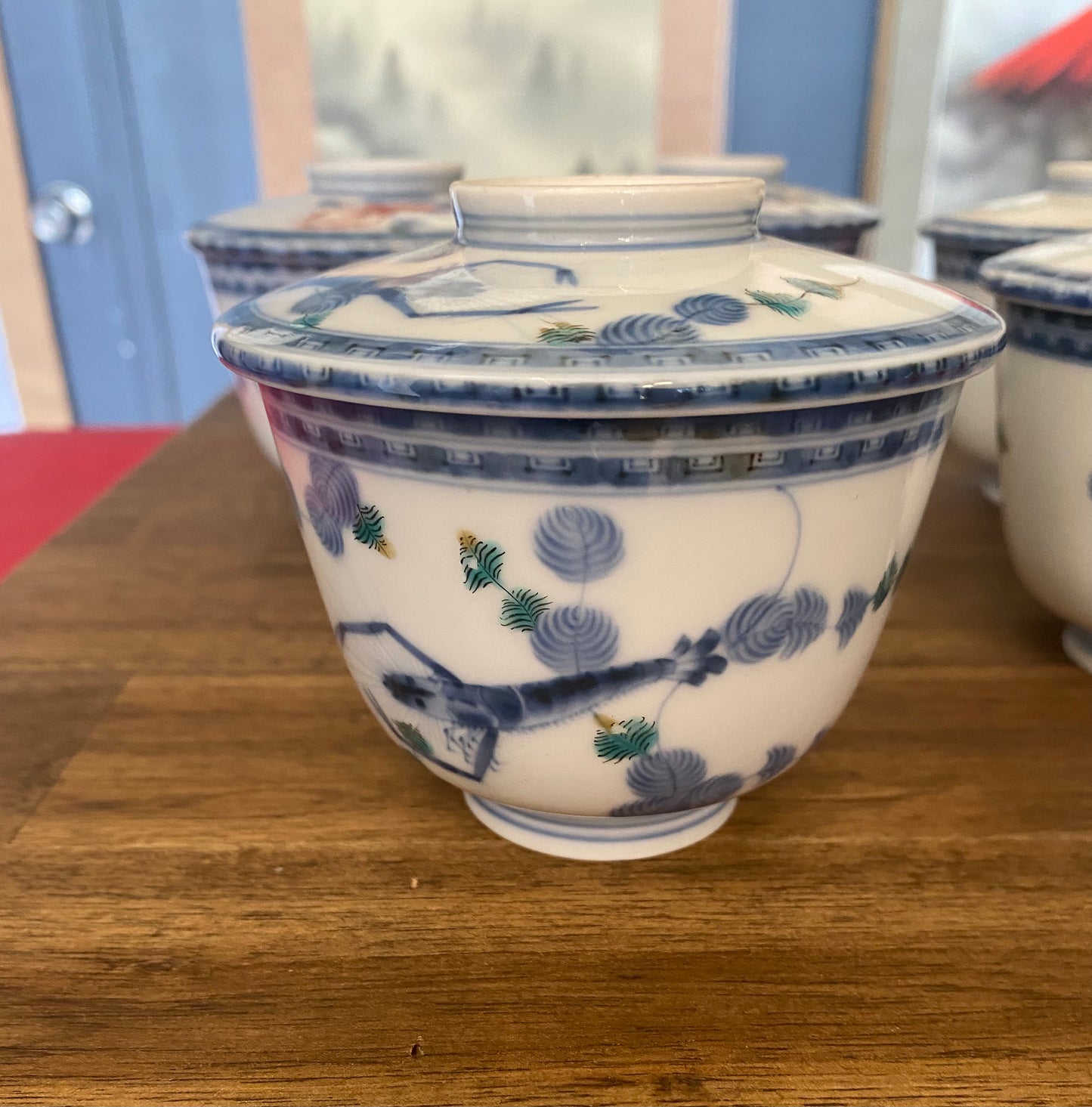 Japanese Kakiemon Lidded Bowl Set of 5