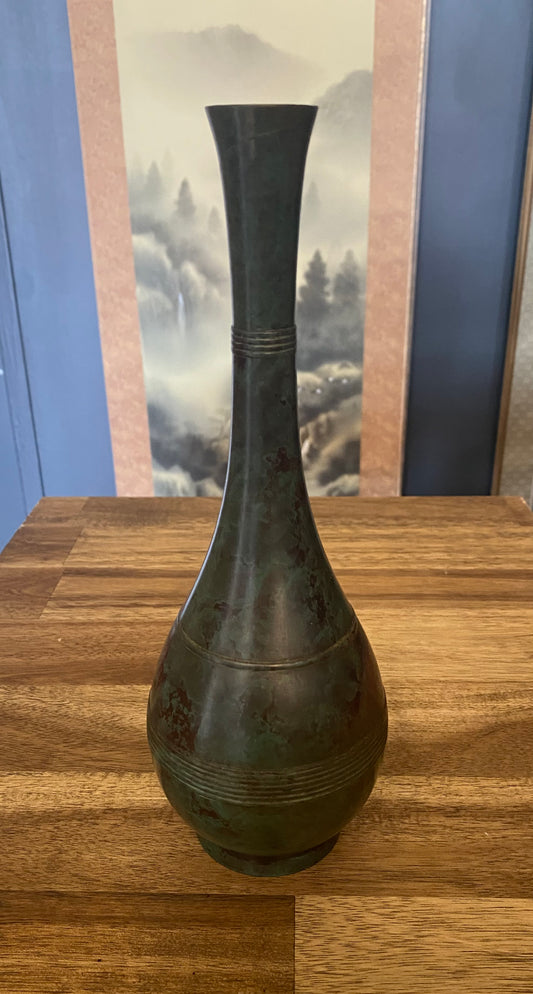 Japanese Bronze Long Stem Ikebana Vase