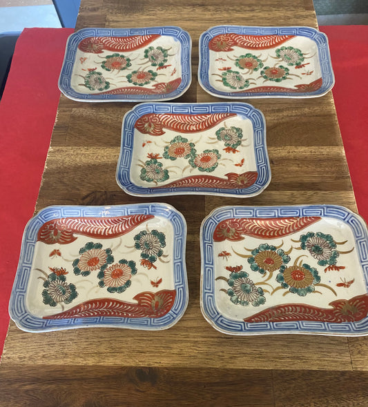Japanese Ko-Imari Small Plate Set of 5