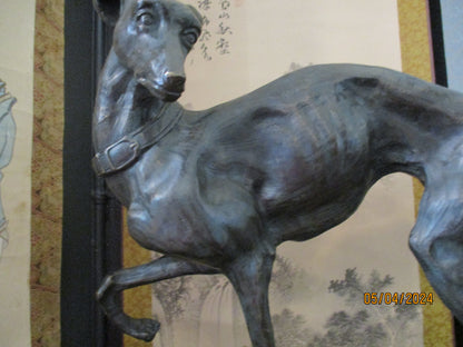 Japanese Bronze Okimono Greyhound.