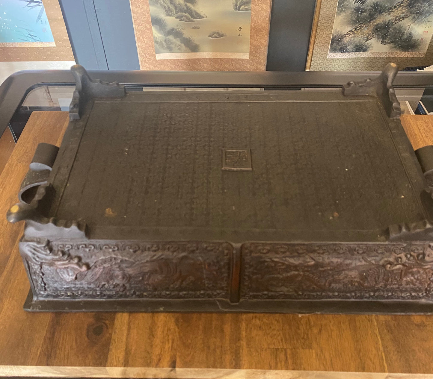 Outstanding Japanese Bronze Suiban Tray